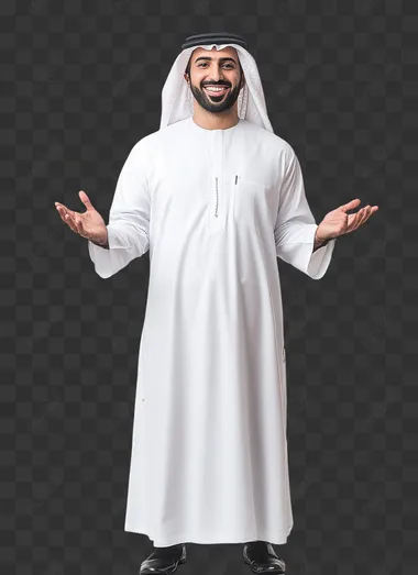 Welcoming Arab Host: A Smiling Full-Body Portrait