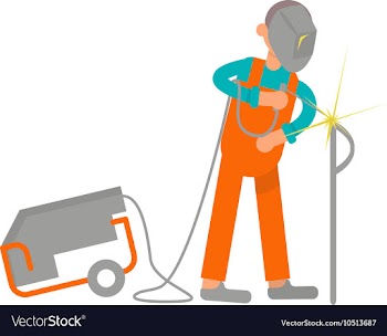 Welder working in flat design vector image