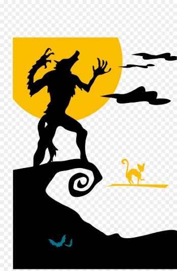 Werewolf Halloween Clip art - Vector cartoon moon werewolf silhouette 