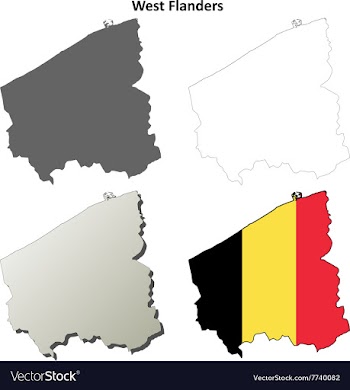 West Flanders outline map set - Belgian version vector image