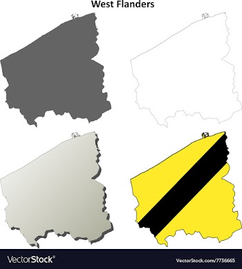 West Flanders outline map set - Flemish version vector image