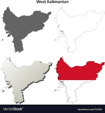 West Kalimantan blank outline map set vector image