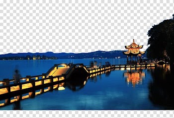 West Lake , West Lake in the night transparent background PNG clipart