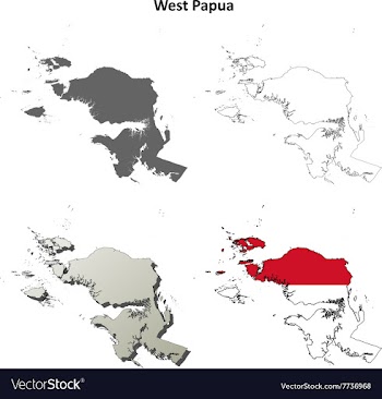 West Papua blank outline map set vector image