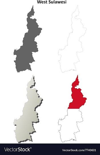 West Sulawesi blank outline map set vector image