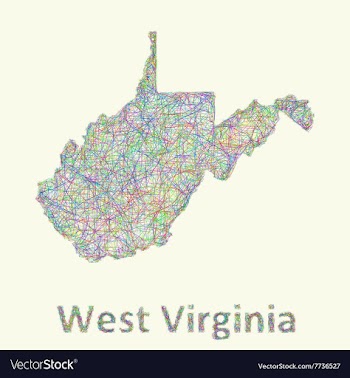 West Virginia line art map vector image