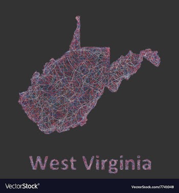 West Virginia line art map vector image