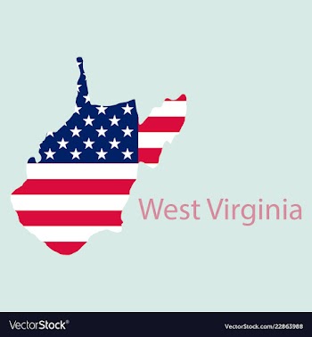 West virginia state of america with map flag vector image