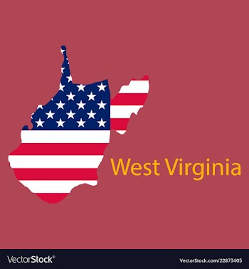 West virginia state of america with map flag vector image
