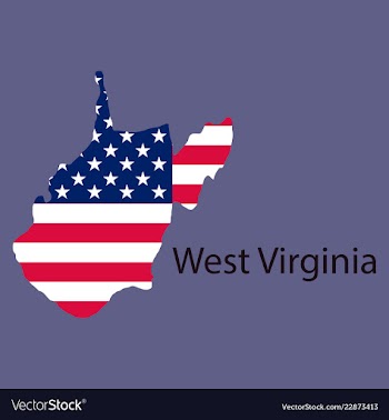 West virginia state of america with map flag vector image