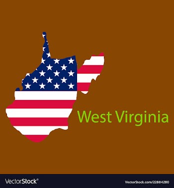 West virginia state of america with map flag vector image