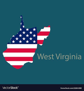 West virginia state of america with map flag vector image