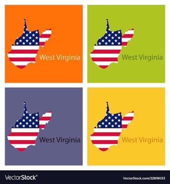 West virginia state of america with map flag vector image