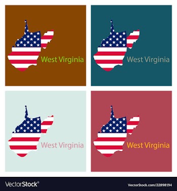 West virginia state of america with map flag vector image