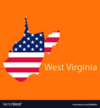 West virginia state of america with map flag vector image