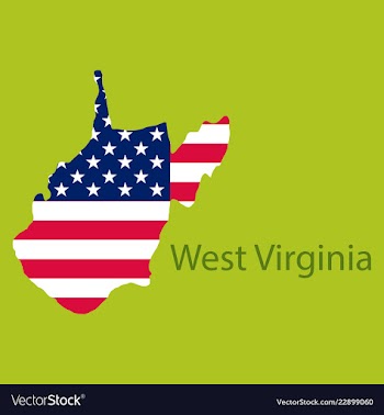 West virginia state of america with map flag vector image