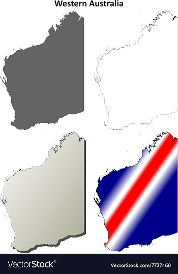 Western Australia outline map set vector image