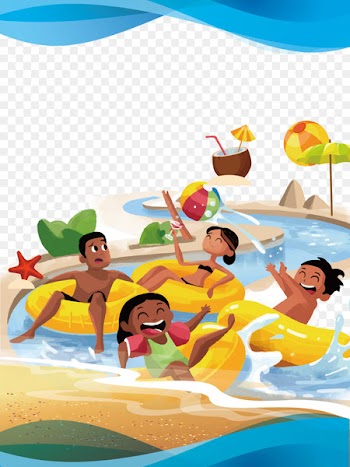 WetnWild Gold Coast Water park Animation Illustration - Swimming Training Vector Cartoon Background 