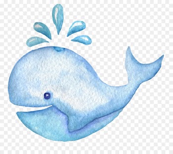 Whale Cartoon - Blue whale spray watercolor picture material 