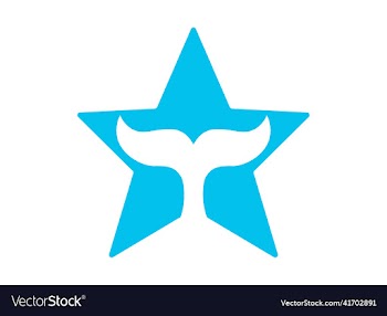 whale tail in a star shape logo image