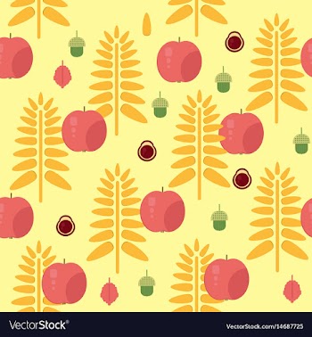 Wheat and apple seamless autumn pattern vector image