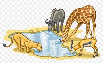 When Nature Calls - Animals At Watering Hole Clipart