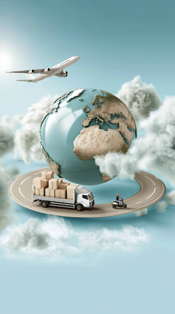 Whimsical 3D Logistics World with Globe