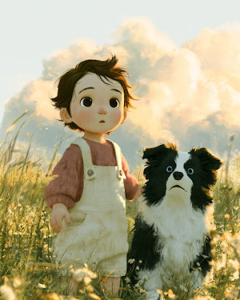 Whimsical Adventure in a Sunlit Meadow