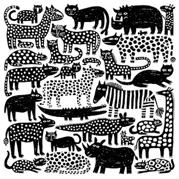 Whimsical African Animals: A Child's Ink Drawing