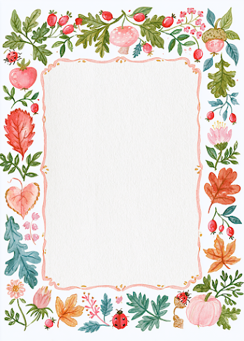 Whimsical Autumn Floral Frame for Invitations