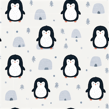Whimsical Baby Penguins and Igloos Pattern