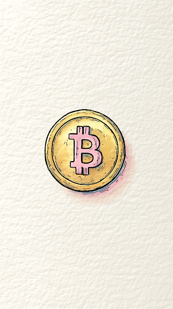 Whimsical Bitcoin Coin Illustration