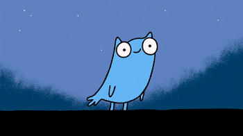 Whimsical Blue Owl Character