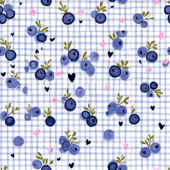 Whimsical Blueberry Gingham Pattern