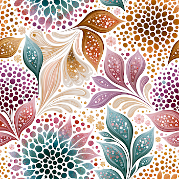 Whimsical Botanical Doodle Dot Pattern