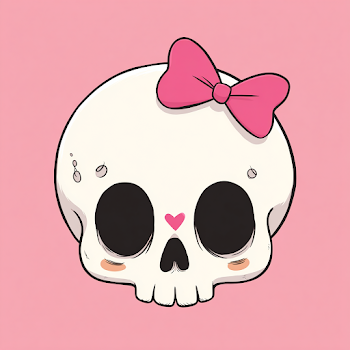 Whimsical Cartoon Skull with Bow