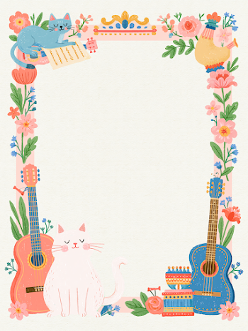 Whimsical Certificate Design with Cats and Guitars