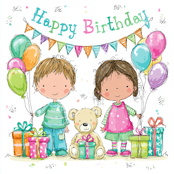 Whimsical Children's Birthday Party Illustration