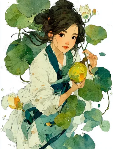 Whimsical Chinese Spring Nymph in Traditional Hanfu Whimsical Chinese Spring Nymph in Traditional Hanfu