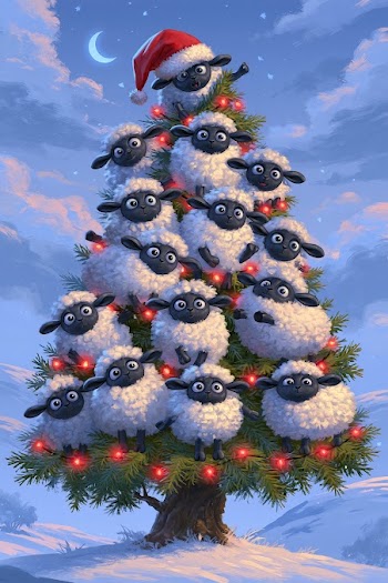 Whimsical Christmas Sheep Tree