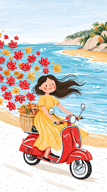 Whimsical Coastal Ride on a Vintage Vespa