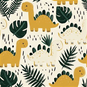 Whimsical Dinosaur Pattern Illustration