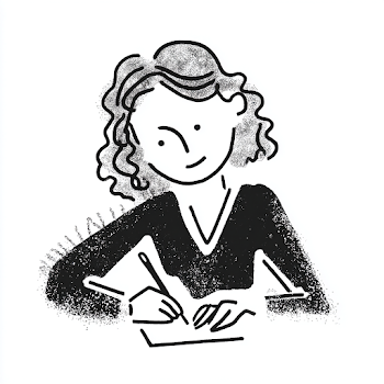 Whimsical Doodle of a Child Writing
