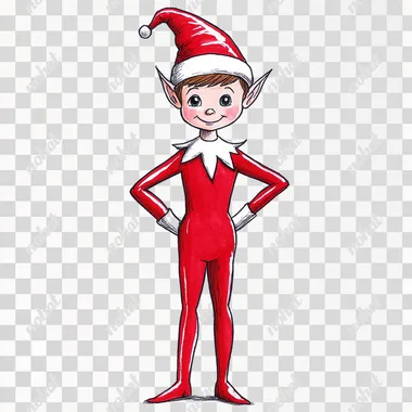 Whimsical Elf on the Shelf: Full-Body Illustration