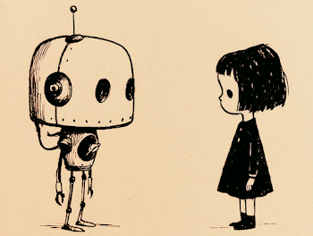 Whimsical Encounter: A Robot and a Girl