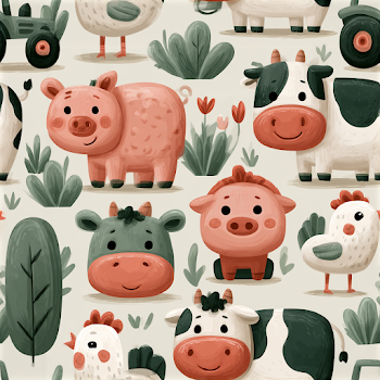 Whimsical Farm Animals Nursery Pattern