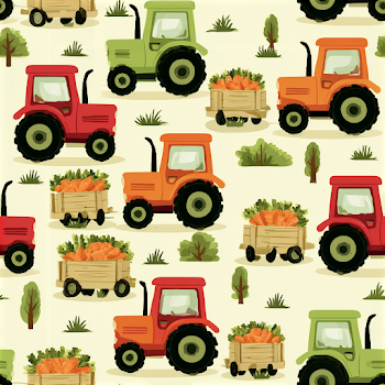 Whimsical Farm Tractors Pattern