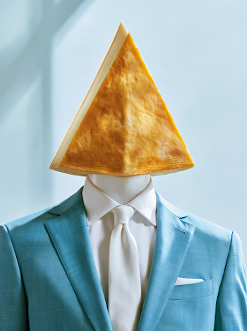 Whimsical Fashion Mannequin with Cheese Head
