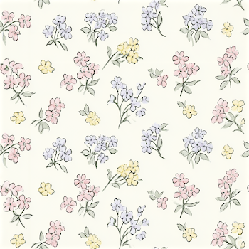 Whimsical Floral Pattern on Ivory Background