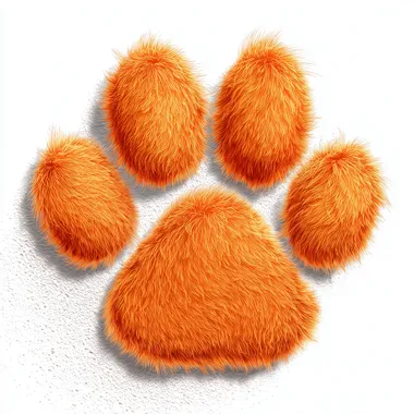 Whimsical Fluffy Orange Paw Print in Pixar Style Whimsical Fluffy Orange Paw Print in Pixar Style